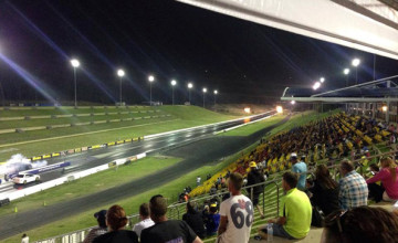 Sydney Dragway venue showing great seating and night lighting. The track will be on the infield.