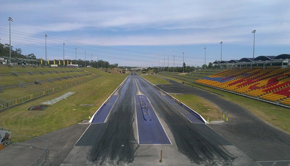 Sydney Dragway showing the area where the track will constructed including the grass hill on far left